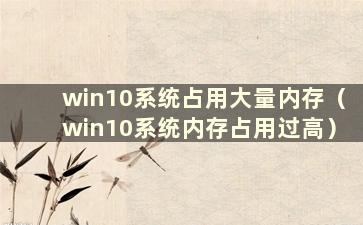 win10系统占用大量内存（win10系统内存占用过高）