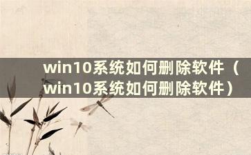 win10系统如何删除软件（win10系统如何删除软件）