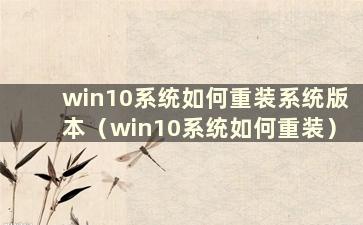 win10系统如何重装系统版本（win10系统如何重装）