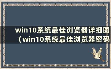 win10系统最佳浏览器详细图（win10系统最佳浏览器密码详细解释）