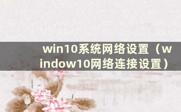 win10系统网络设置（window10网络连接设置）