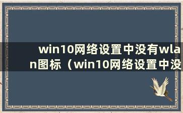 win10网络设置中没有wlan图标（win10网络设置中没有wifi）