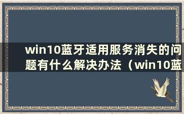 win10蓝牙适用服务消失的问题有什么解决办法（win10蓝牙适用服务消失的问题有什么解决办法）