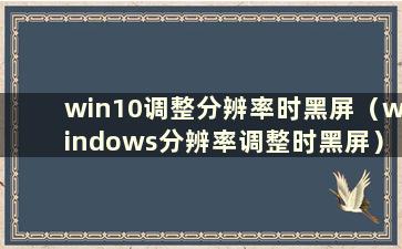 win10调整分辨率时黑屏（windows分辨率调整时黑屏）