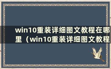 win10重装详细图文教程在哪里（win10重装详细图文教程视频）