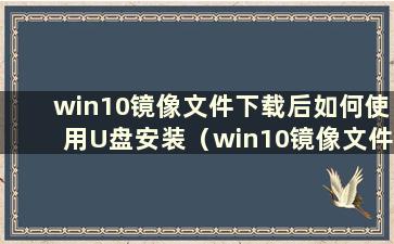 win10镜像文件下载后如何使用U盘安装（win10镜像文件下载后无法打开U盘安装方法）