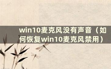 win10麦克风没有声音（如何恢复win10麦克风禁用）