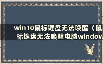 win10鼠标键盘无法唤醒（鼠标键盘无法唤醒电脑windows10）