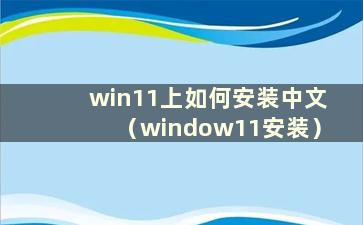 win11上如何安装中文（window11安装）