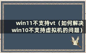 win11不支持vt（如何解决win10不支持虚拟机的问题）