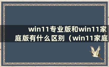 win11专业版和win11家庭版有什么区别（win11家庭版和专业版的区别）