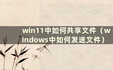 win11中如何共享文件（windows中如何发送文件）