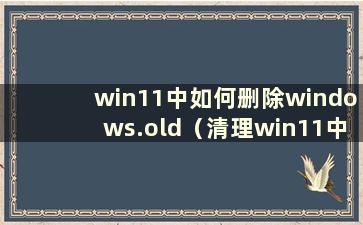 win11中如何删除windows.old（清理win11中的系统文件）