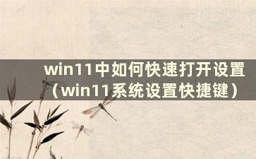 win11中如何快速打开设置（win11系统设置快捷键）
