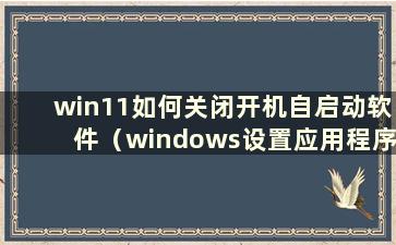 win11如何关闭开机自启动软件（windows设置应用程序自启动）