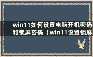 win11如何设置电脑开机密码和锁屏密码（win11设置锁屏密码）