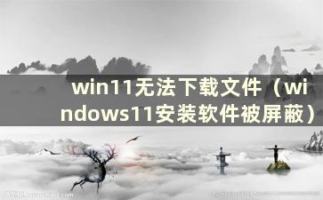 win11无法下载文件（windows11安装软件被屏蔽）