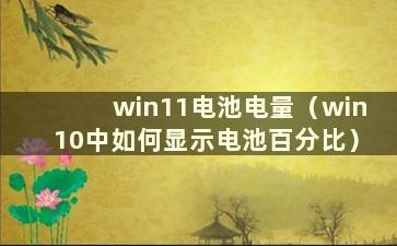 win11电池电量（win10中如何显示电池百分比）