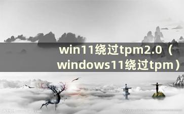 win11绕过tpm2.0（windows11绕过tpm）