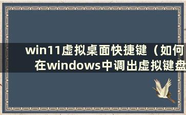 win11虚拟桌面快捷键（如何在windows中调出虚拟键盘）