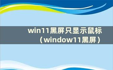 win11黑屏只显示鼠标（window11黑屏）