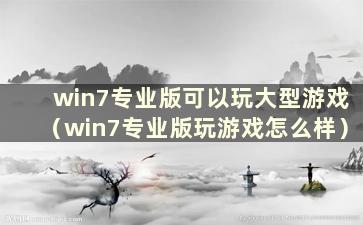 win7专业版可以玩大型游戏（win7专业版玩游戏怎么样）