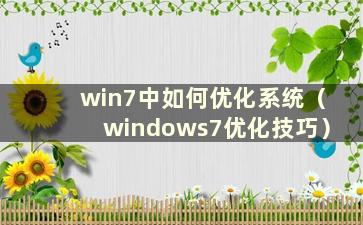 win7中如何优化系统（windows7优化技巧）