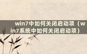 win7中如何关闭启动项（win7系统中如何关闭启动项）