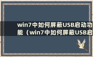 win7中如何屏蔽USB启动功能（win7中如何屏蔽USB启动功能软件）