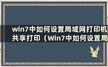 win7中如何设置局域网打印机共享打印（Win7中如何设置局域网打印机共享端口）