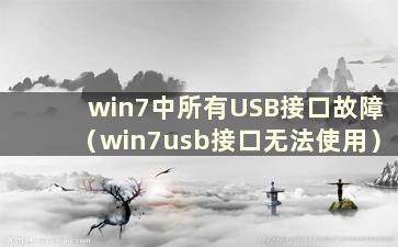 win7中所有USB接口故障（win7usb接口无法使用）