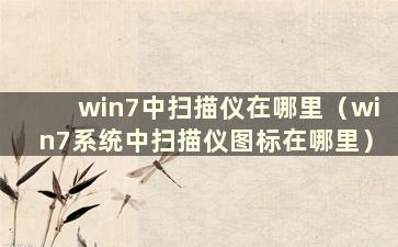 win7中扫描仪在哪里（win7系统中扫描仪图标在哪里）