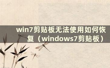 win7剪贴板无法使用如何恢复（windows7剪贴板）