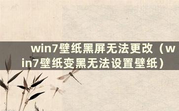 win7壁纸黑屏无法更改（win7壁纸变黑无法设置壁纸）