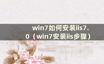 win7如何安装iis7.0（win7安装iis步骤）