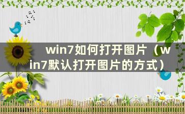 win7如何打开图片（win7默认打开图片的方式）