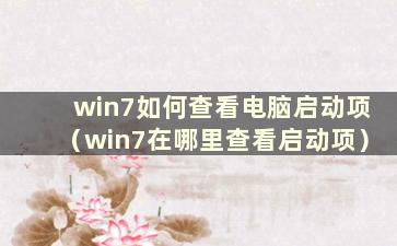 win7如何查看电脑启动项（win7在哪里查看启动项）