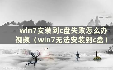 win7安装到c盘失败怎么办视频（win7无法安装到c盘）