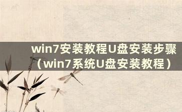 win7安装教程U盘安装步骤（win7系统U盘安装教程）