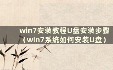 win7安装教程U盘安装步骤（win7系统如何安装U盘）