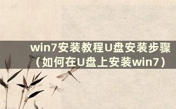 win7安装教程U盘安装步骤（如何在U盘上安装win7）