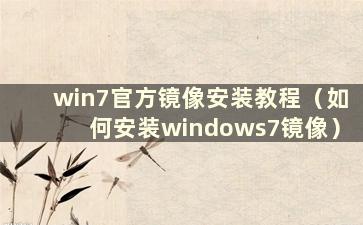 win7官方镜像安装教程（如何安装windows7镜像）