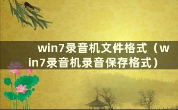 win7录音机文件格式（win7录音机录音保存格式）