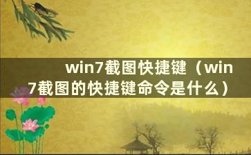 win7截图快捷键（win7截图的快捷键命令是什么）