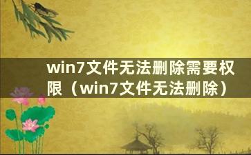 win7文件无法删除需要权限（win7文件无法删除）