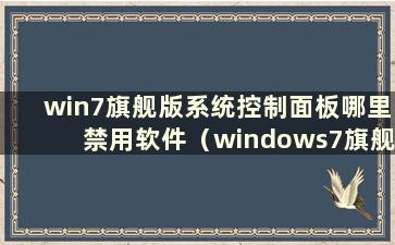 win7旗舰版系统控制面板哪里禁用软件（windows7旗舰版控制面板）