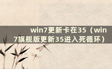 win7更新卡在35（win7旗舰版更新35进入死循环）