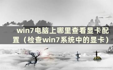 win7电脑上哪里查看显卡配置（检查win7系统中的显卡）