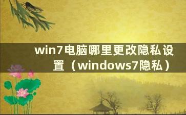 win7电脑哪里更改隐私设置（windows7隐私）