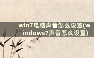 win7电脑声音怎么设置(windows7声音怎么设置)